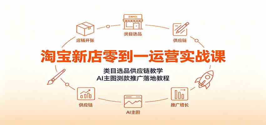 淘宝新店零到一运营实战课：类目选品供应链教学，AI主图测款推广落地教程-麦资源网