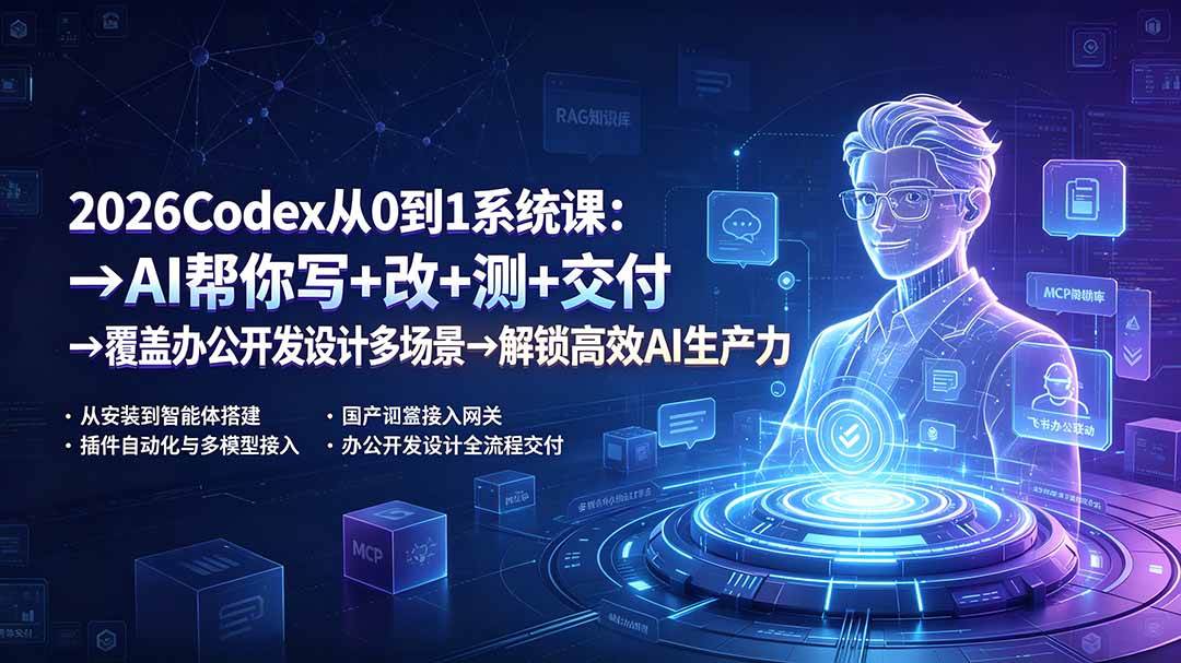 图片[1]-（19461期）2026Codex从0到1系统课：→AI帮你写+改+测+交付→覆盖办公开发设计多场景→解锁高效AI生产力