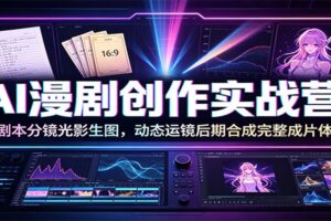 AI漫剧创作实战营:AI剧本分镜光影生图,动态运镜后期合成完整成片体系-麦资源网