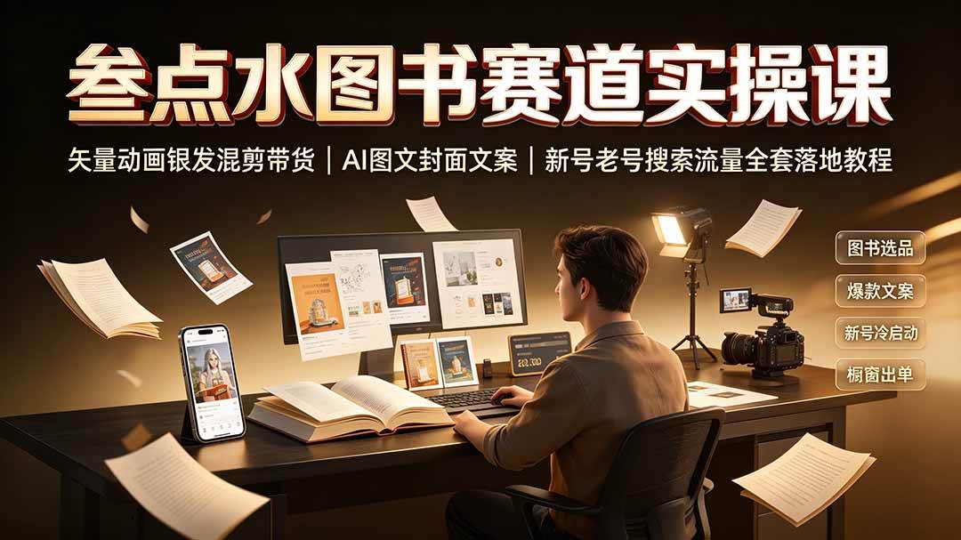 图片[1]-（19613期）叁点水图书赛道实操课｜矢量动画银发混剪带货，AI图文封面文案，新号老号搜索流量全套落地教程