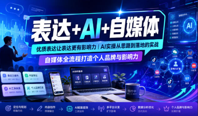 表达+AI+自媒体，*表达让表达更有影响力|AI实操从思路到落地的实战|自媒体全流程打造个人品牌与影响力