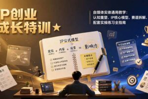 （19567期）IP创业成长特训★自媒体实体通用教学：认知重塑、IP核心模型、赛道拆解、配套实操练习全指南-麦资源网