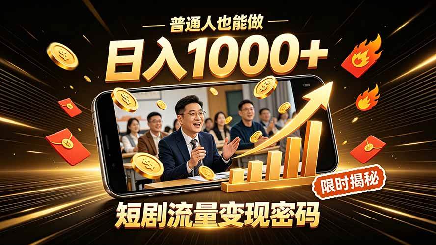 图片[1]-（19631期）一部手机做短剧分发，不用真人出镜、不用拍摄剧本，快手流量变现日赚千元