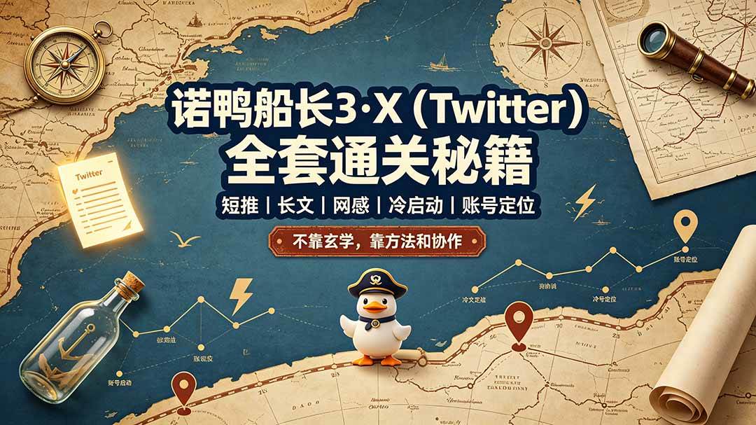图片[1]-（19215期）诺鸭船长3·X（Twitter）全套通关秘籍，短推、长文、网感、冷启动、账号定位，不靠玄学，靠方法和协作