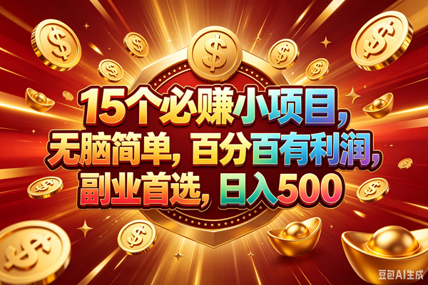 图片[1]-（19143期）15个必赚的小项目，百分百赚元子，无脑简单，副业首选，日入500+