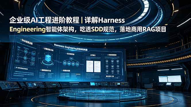 图片[1]-（19158期）企业级AI工程进阶教程｜详解Harness Engineering智能体架构，吃透SDD规范，落地商用RAG项目