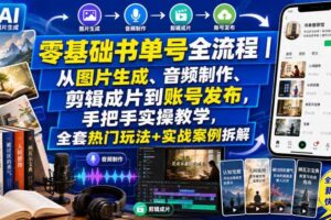零基础书单号全流程｜从图片生成、音频制作、剪辑成片到账号发布，手把手实操教学，全套热门玩法+实战案例拆解-麦资源网