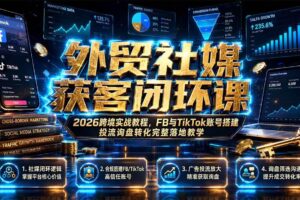 (19611期)外贸社媒获客闭环课|2026跨境实战教程,FB与TikTok账号搭建投流询盘转化完整落地教学-麦资源网