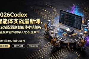 （19237期）2026Codex智能体实战最新课，从安装配置到智能体小镇架构，涵盖视频创作/数字人/办公提效全技能-麦资源网
