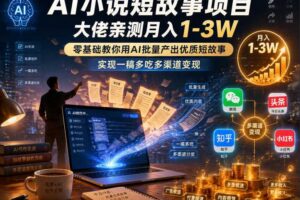 AI小说短故事项目,大佬亲测月入1-3W,零基础教你用AI批量产出优质短故事,实现一稿多吃多渠道变现(更新0710)-麦资源网