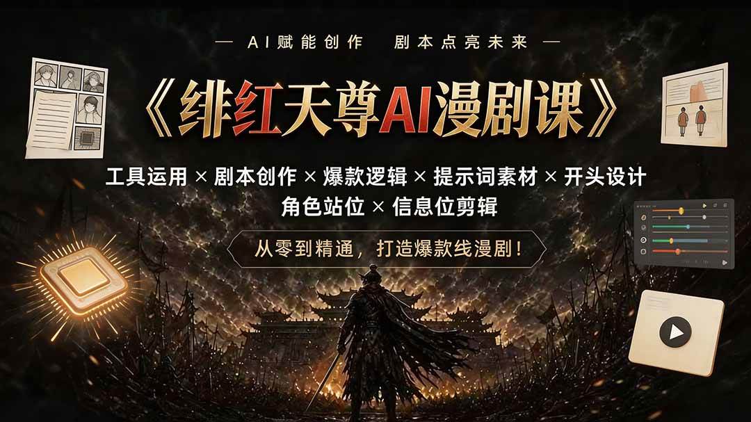 图片[1]-（19597期）绯红天尊AI漫剧课｜工具运用×剧本创作×爆款逻辑×提示词素材×开头设计×角色站位×信息位剪辑