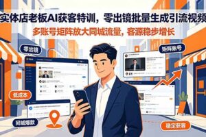 （19234期）实体店老板AI获客特训，零出镜批量生成引流视频，多账号矩阵放大同城流量，客源稳步增长-麦资源网