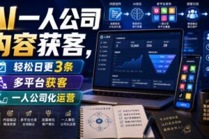 AI一人公司内容获客，轻松日更3条，多平台获客，一人公司化运营（更新）-麦资源网