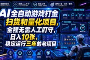 AI全自动游戏打金扫货和量化项目，全程无需人工盯守，日入10张，稳定运行三年的老项目【揭秘】-麦资源网