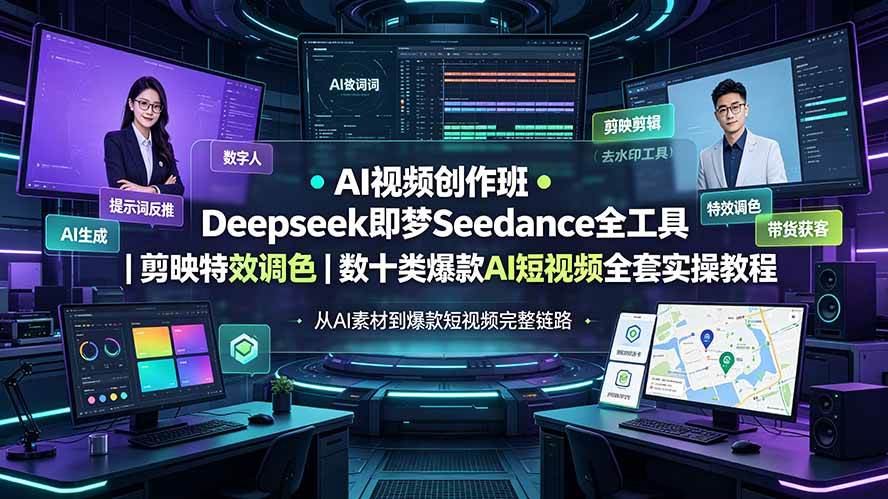 图片[1]-（19454期）AI视频创作班◆Deepseek即梦Seedance全工具｜剪映特效调色｜数十类爆款AI短视频全套实操教程