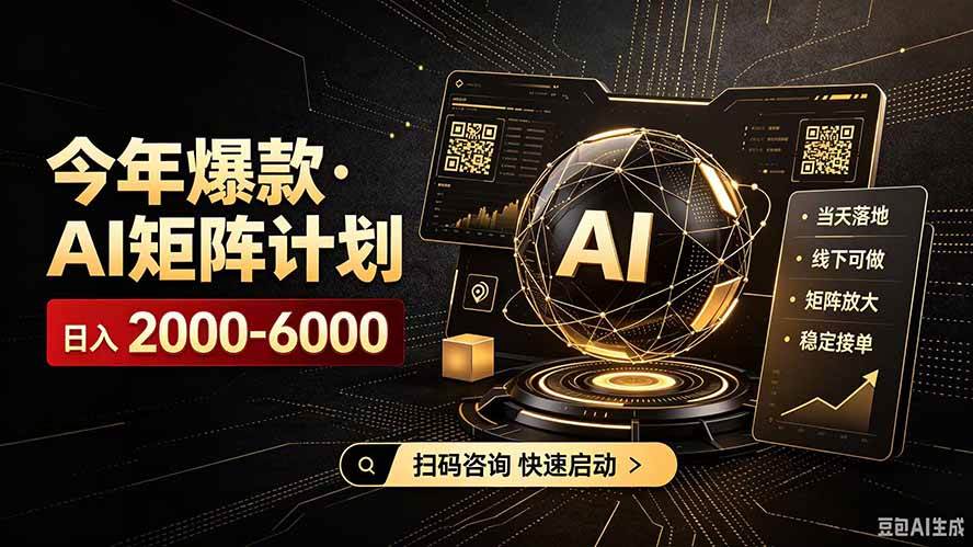 图片[1]-（19703期）AI矩阵计划！日收益3000-8000+，项目绿色长久，安全合规靠谱，可批量放大。扶持工作室和分公司