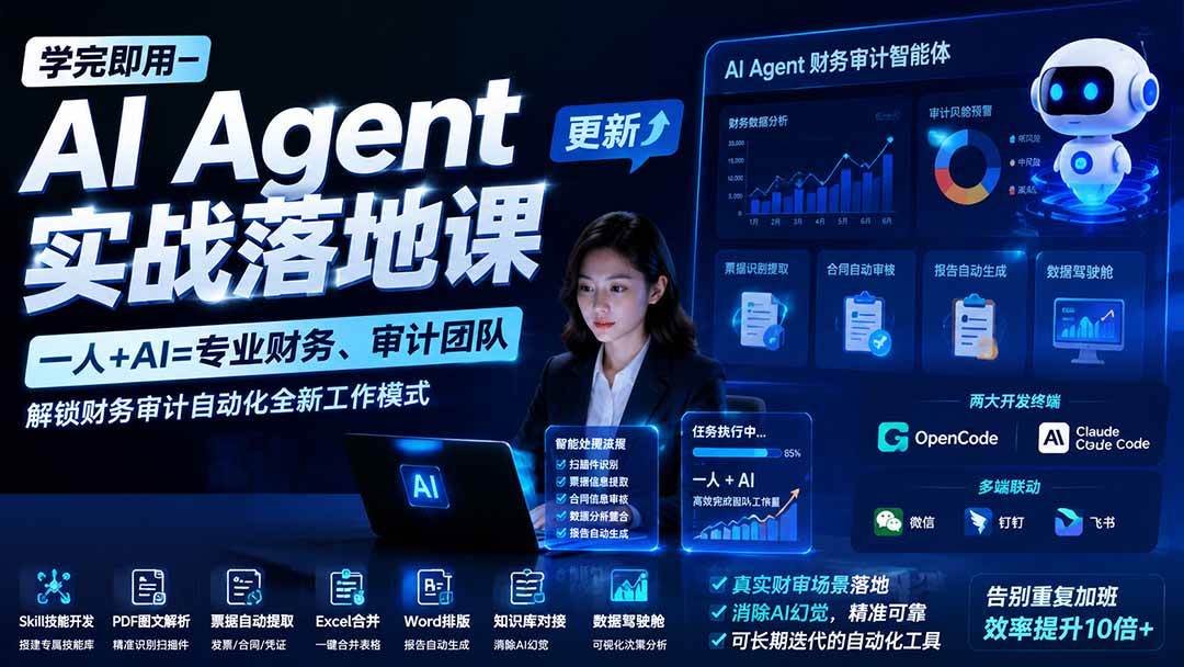 图片[1]-（19702期）学完即用—AI Agent实战落地课-更新：一人+AI=专业财务、审计团队，解锁财务审计自动化全新工作模式