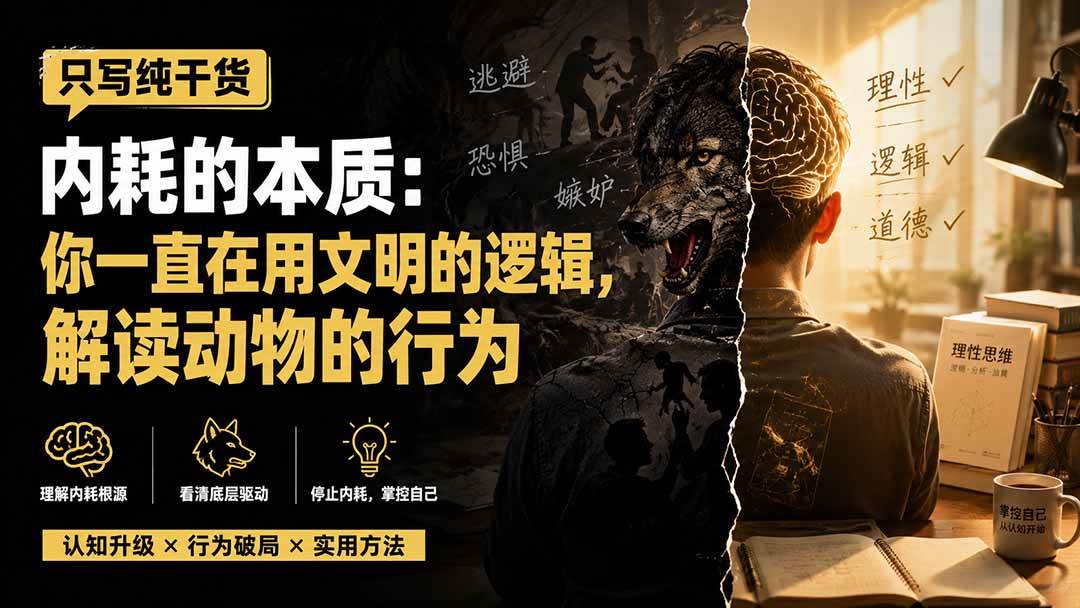 图片[1]-（19849期）付费文章：只写纯干货-内耗的本质：你一直在用文明的逻辑，解读动物的行为