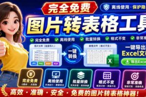 （19972期）图片表格识别提取工具，支持一键从图片中智能提取表格并导出Excel文件，可离线免网运行，FastTableOCR-麦资源网