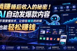 躺賺睡后收入的秘密！AI自动发爆款内容，不需要懂技术，让你在睡觉的时候也能轻松賺钱【原创双语字幕】-麦资源网