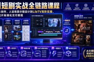 AI短剧实战全链路课程｜从脚本创作、人设场景分镜设计到LibTV高阶实操、一键成片标准化交付教程-麦资源网
