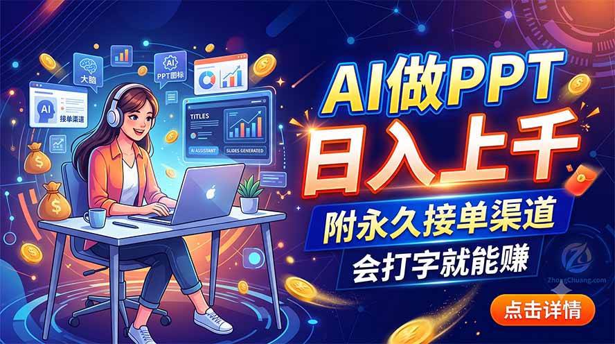 图片[1]-（19644期）AI做PPT日入上千，附永久接单渠道，会打字就能赚