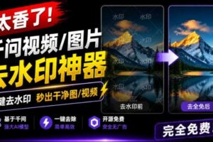 太香了！这款千问视频/图片去水印神器，一键搞定烦人水印，本地完全免费，浏览器拓展插件-麦资源网