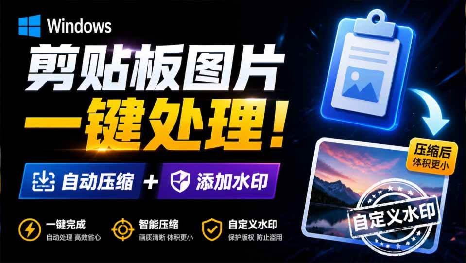 图片[1]-（19831期）Windows 剪贴板复制图片后，体积会暴涨数百倍？剪贴板图片一键自动压缩及添加水印工具