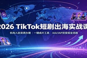 2026 TikTok短剧出海实战课：机构入驻资质办理，一键成片工具，IAA/IAP双变现全流程-麦资源网