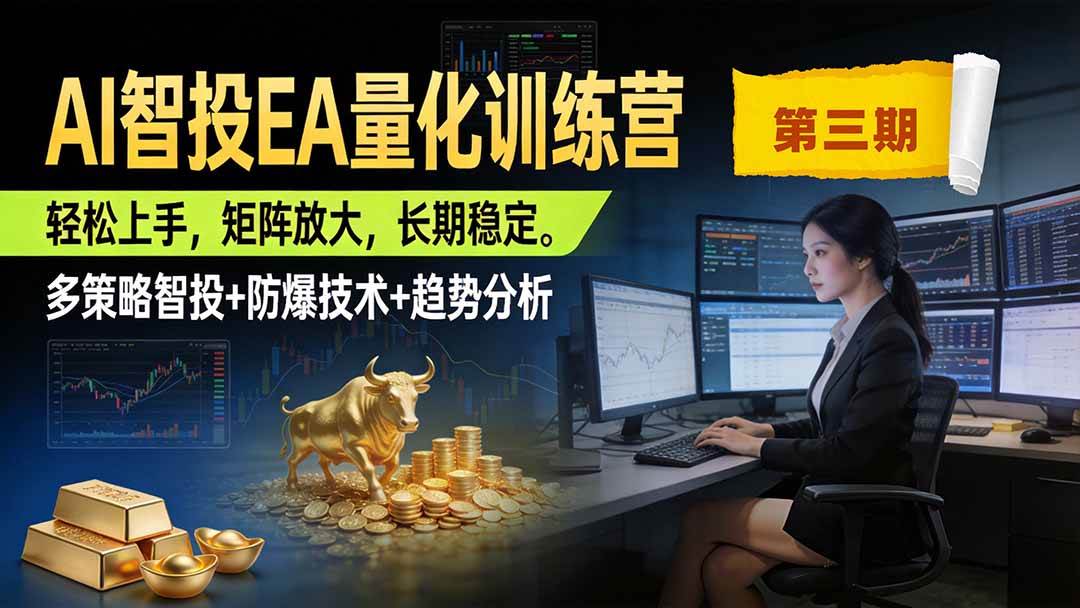 图片[1]-（19737期）AI智投EA量化训练营第三期，多策略智投+防爆技术+趋势分析 ，小白轻松上手，矩阵放大，长期稳定，日入500U。