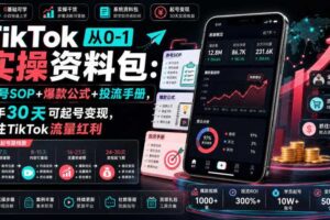 TikTok从0-1实操资料包：养号SOP+爆款公式+投流手册，新手30天可起号变现，抓住TikTok流量红利-麦资源网
