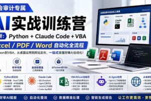 （19887期）财会审计专属 AI实战训练营：Python+Claude Code+VBA，Excel/PDF/Word自动化全流程 (更新)-麦资源网