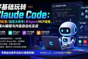 （19888期）零基础玩转Claude Code：安装配置/自定义命令/多Agent/MCP连接，掌握AI编程与内容自动化实战-麦资源网