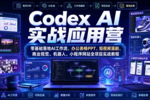 Codex AI实战应用营｜零基础落地AI工作流，办公表格PPT、短视频漫剧、商业视觉、机器人、小程序网站全项目实战教程-麦资源网