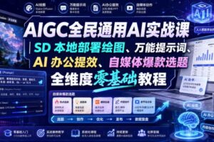 AIGC全民通用AI实战课|SD本地部署绘图、万能提示词、AI办公提效、自媒体爆款选题全维度零基础教程-麦资源网