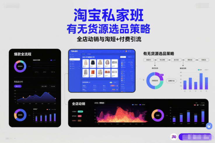 淘宝私家班，有无货源选品策略，高成功率*全流程打法，全店动销与淘短+付费引流（更新2026年08月05日）