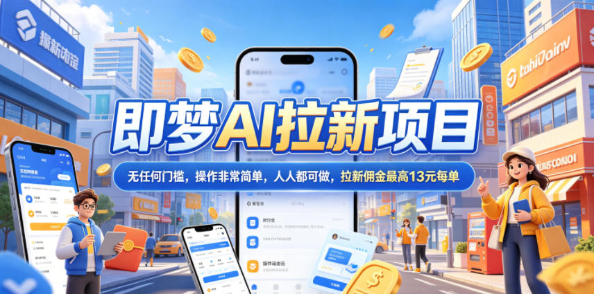 2026年即梦AI拉新项目*玩法，无任何门槛，操作非常简单，人人都可做，拉新佣金*13米每单（更新08月07日）