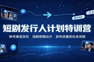 短剧发行人计划特训营：账号垂直定位，选剧剪辑出片，发布流量优化全流程-麦资源网