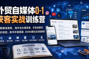 外贸自媒体0-1获客实战训练营｜谷歌精准搜客、海外全社媒获客、开发信撰写、报价收款、账号环境搭建、SOHO避坑全流程教程-麦资源网