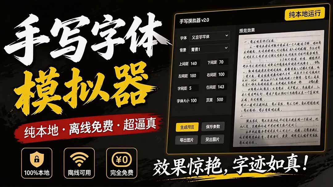 图片[1]-（19810期）罚抄神器！罚抄10万字都不在怕了，手写字体模拟生成器，附带新整理背景图和字体，纯本地离线运行
