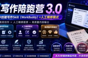 AI写作陪跑营3.0，Ai智能体创建写作skill（workbuddy）+人工手写模式（手搓模式），去除AI痕迹（头条号、公众号、百家号）（更新0806）-麦资源网