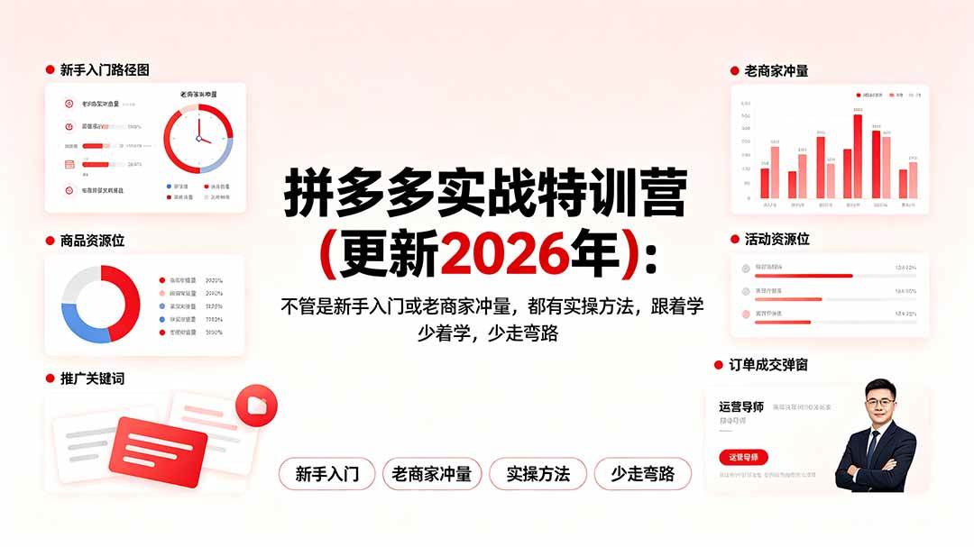图片[1]-（19724期）拼多多实战特训营(更新2026年)：不管是新手入门或老商家冲量，都有实操方法，跟着学，少走弯路