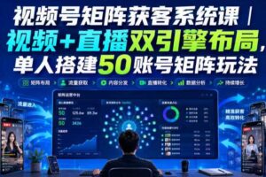 视频号矩阵获客系统课｜视频+直播双引擎布局，单人搭建50账号矩阵玩法，流量入池、搜索占位、全域引流沉淀私域全流程教学-麦资源网