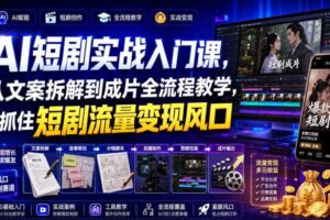AI短剧实战入门课，从文案拆解到成片全流程教学，抓住短剧流量变现风口-麦资源网