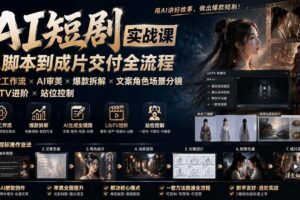 (19717期)AI短剧实战课:高效工作流×AI审美×爆款拆解×文案角色场景分镜×LibTV进阶×站位控制×从脚本到成片交付全流程-麦资源网