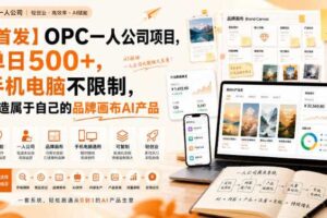 【首发】OPC一人公司项目，单日500+，手机电脑不限制，打造属于自己的品牌画布AI产品，收费陪跑【揭秘】-麦资源网