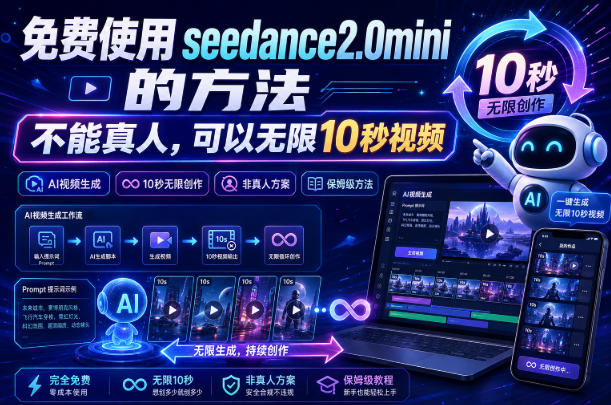 *seedance2.0mini的方法，不能真人，可以无限10秒视频，9图+3音频参考