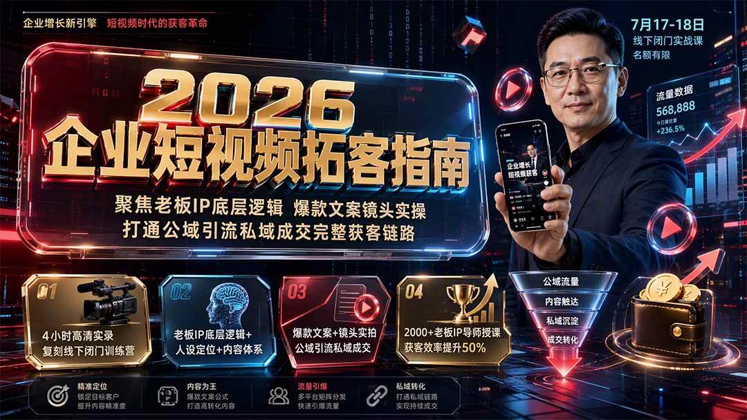 图片[1]-（19667期）2026企业短视频拓客指南：聚焦老板IP底层逻辑，爆款文案镜头实操，打通公域引流私域成交完整获客链路