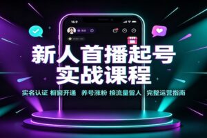 新人首播起号实战课程：实名认证橱窗开通，养号涨粉，接流量留人完整运营指南-麦资源网