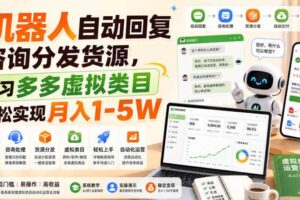 机器人自动回复咨询分发货源，学习多多虚拟类目轻松实现月入1-5W【揭秘】-麦资源网